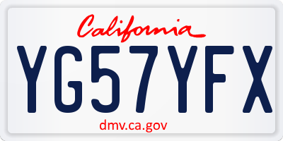 CA license plate YG57YFX