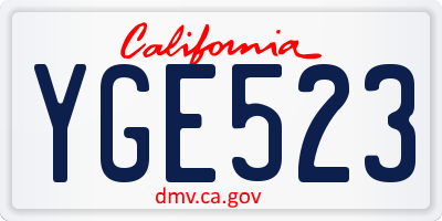 CA license plate YGE523
