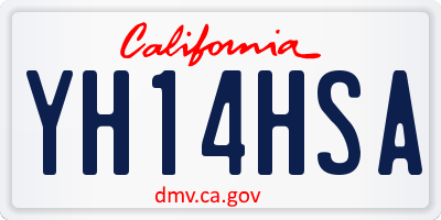 CA license plate YH14HSA