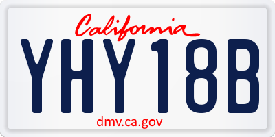 CA license plate YHY18B