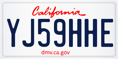CA license plate YJ59HHE