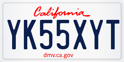 CA license plate YK55XYT