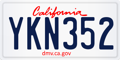 CA license plate YKN352