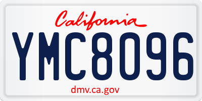 CA license plate YMC8096