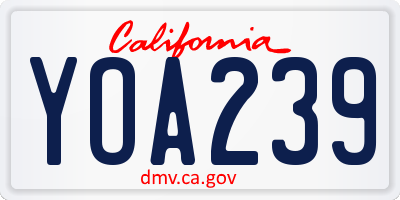 CA license plate YOA239