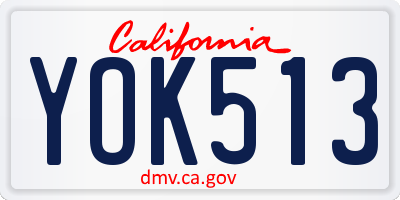 CA license plate YOK513