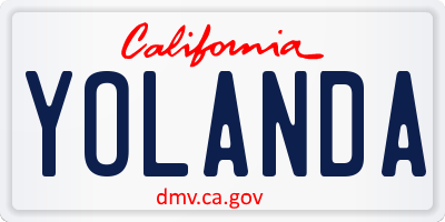 CA license plate YOLANDA