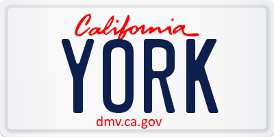 CA license plate YORK