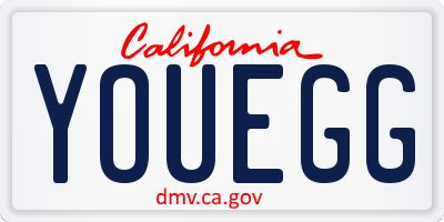 CA license plate YOUEGG