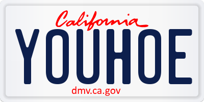 CA license plate YOUHOE