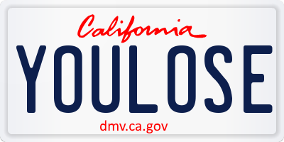 CA license plate YOULOSE