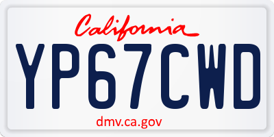 CA license plate YP67CWD