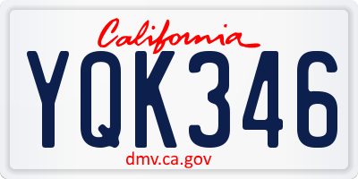 CA license plate YQK346