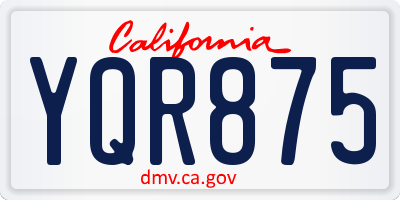 CA license plate YQR875