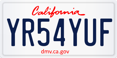 CA license plate YR54YUF