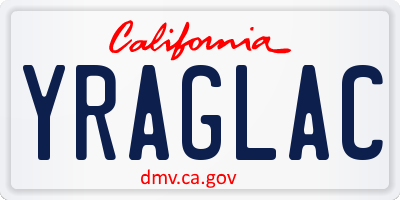 CA license plate YRAGLAC