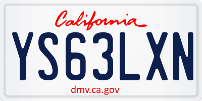 CA license plate YS63LXN