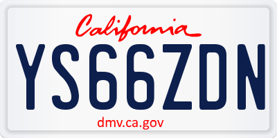 CA license plate YS66ZDN