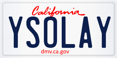 CA license plate YSOLAY