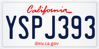 CA license plate YSPJ393