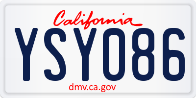 CA license plate YSY086