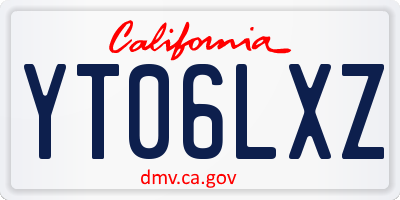 CA license plate YT06LXZ