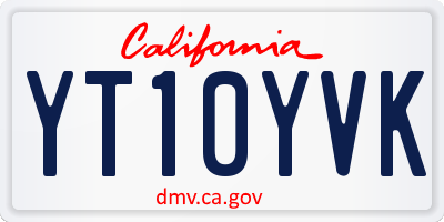 CA license plate YT10YVK