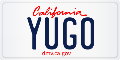 CA license plate YUGO