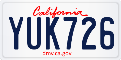 CA license plate YUK726