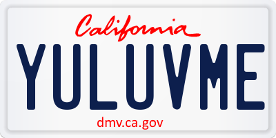 CA license plate YULUVME