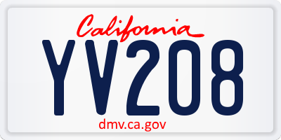CA license plate YV208
