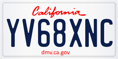 CA license plate YV68XNC