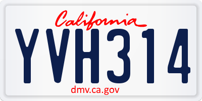 CA license plate YVH314