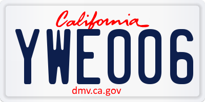 CA license plate YWE006