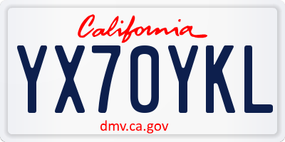 CA license plate YX70YKL