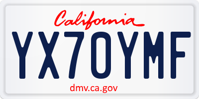 CA license plate YX70YMF