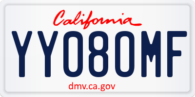 CA license plate YY08OMF