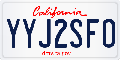 CA license plate YYJ2SFO