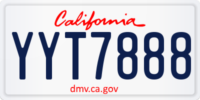 CA license plate YYT7888