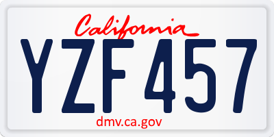 CA license plate YZF457