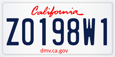 CA license plate Z0198W1