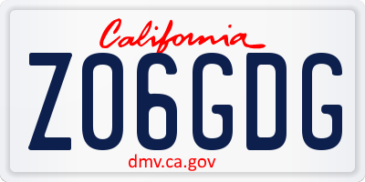 CA license plate Z06GDG