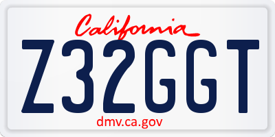 CA license plate Z32GGT