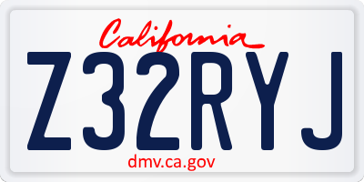 CA license plate Z32RYJ