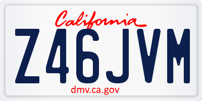 CA license plate Z46JVM