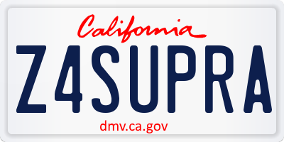 CA license plate Z4SUPRA