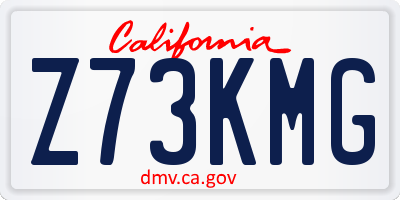 CA license plate Z73KMG