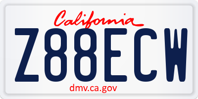 CA license plate Z88ECW