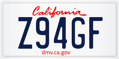 CA license plate Z94GF