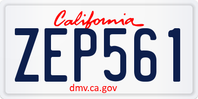 CA license plate ZEP561
